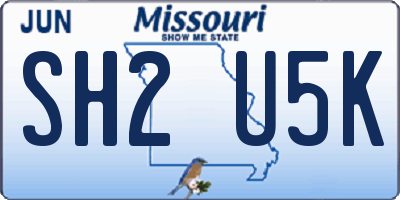MO license plate SH2U5K