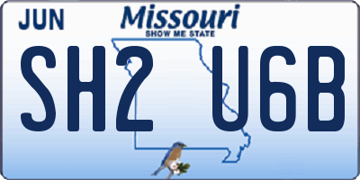 MO license plate SH2U6B
