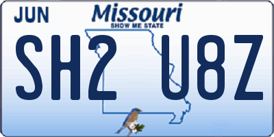 MO license plate SH2U8Z