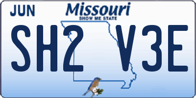 MO license plate SH2V3E