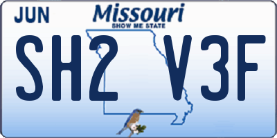 MO license plate SH2V3F