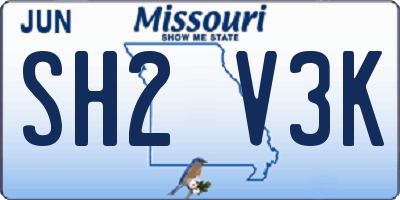 MO license plate SH2V3K