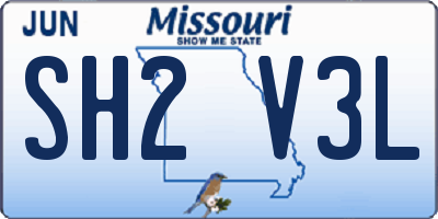 MO license plate SH2V3L