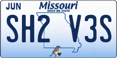 MO license plate SH2V3S