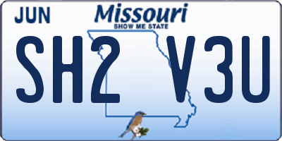 MO license plate SH2V3U
