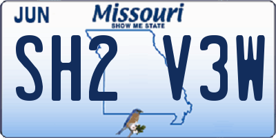 MO license plate SH2V3W