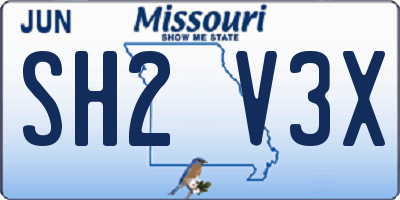 MO license plate SH2V3X