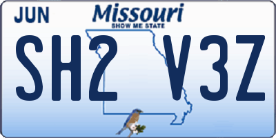 MO license plate SH2V3Z