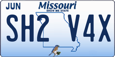 MO license plate SH2V4X