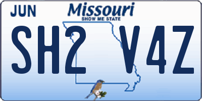 MO license plate SH2V4Z