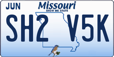 MO license plate SH2V5K