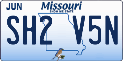 MO license plate SH2V5N