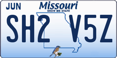 MO license plate SH2V5Z