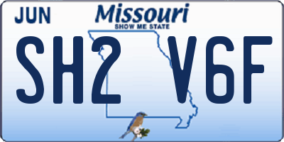 MO license plate SH2V6F