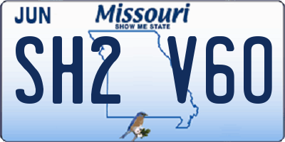 MO license plate SH2V6O