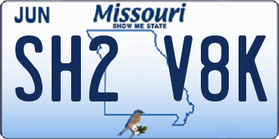 MO license plate SH2V8K