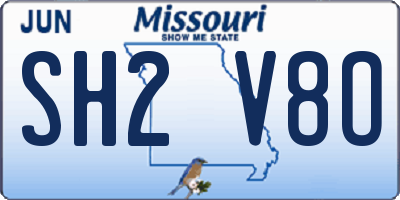 MO license plate SH2V8O