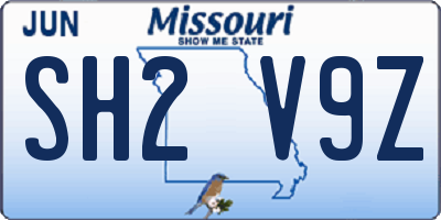 MO license plate SH2V9Z