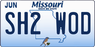 MO license plate SH2W0D