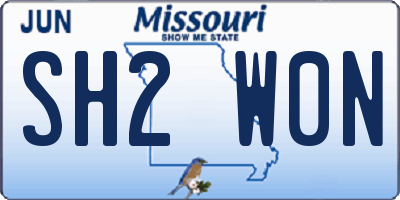 MO license plate SH2W0N