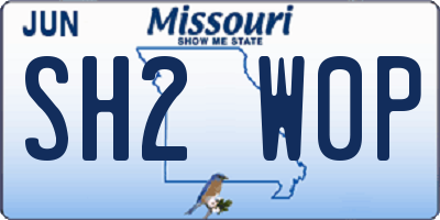 MO license plate SH2W0P