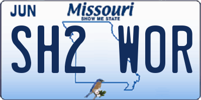 MO license plate SH2W0R