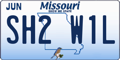 MO license plate SH2W1L