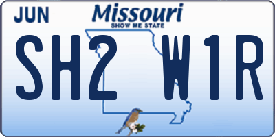 MO license plate SH2W1R