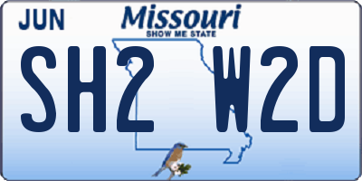 MO license plate SH2W2D