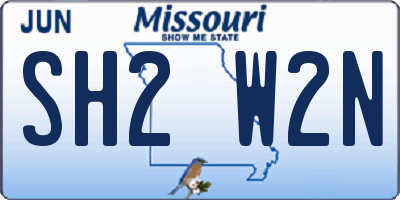 MO license plate SH2W2N