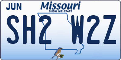 MO license plate SH2W2Z