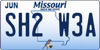 MO license plate SH2W3A