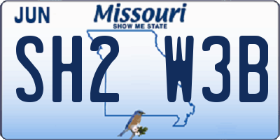 MO license plate SH2W3B