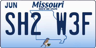 MO license plate SH2W3F