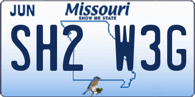 MO license plate SH2W3G