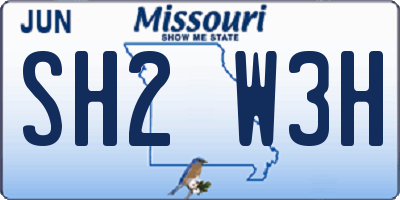 MO license plate SH2W3H