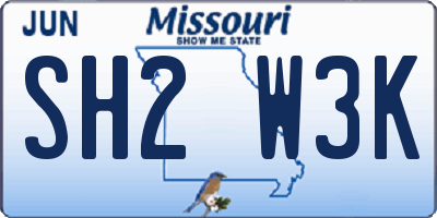 MO license plate SH2W3K