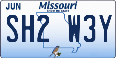 MO license plate SH2W3Y