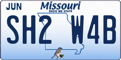 MO license plate SH2W4B