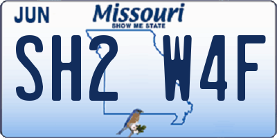 MO license plate SH2W4F
