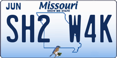 MO license plate SH2W4K