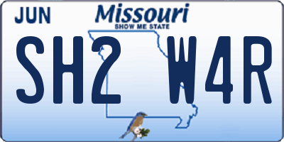 MO license plate SH2W4R
