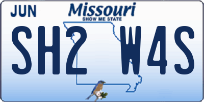 MO license plate SH2W4S
