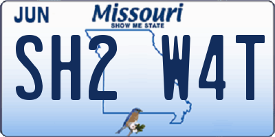 MO license plate SH2W4T