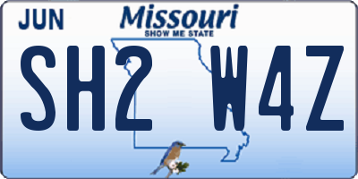 MO license plate SH2W4Z