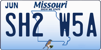 MO license plate SH2W5A