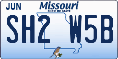 MO license plate SH2W5B