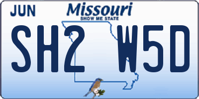 MO license plate SH2W5D