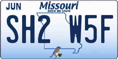 MO license plate SH2W5F