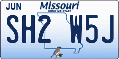 MO license plate SH2W5J